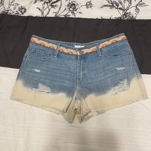 Jessica Simpson Dip Dyed Jean Shorts with Aztec Print - 28